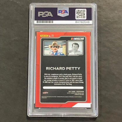 2021 Panini Prizm Racing Flashbacks #77 Richard Petty Signed Card AUTO PSA Slabb