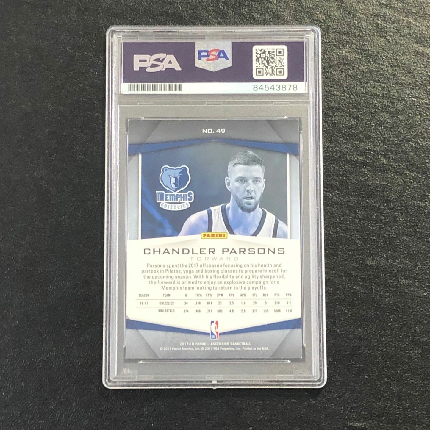 2017-18 Panini Ascension #49 Chandler Parsons Signed Card AUTO PSA/DNA Slabbed M