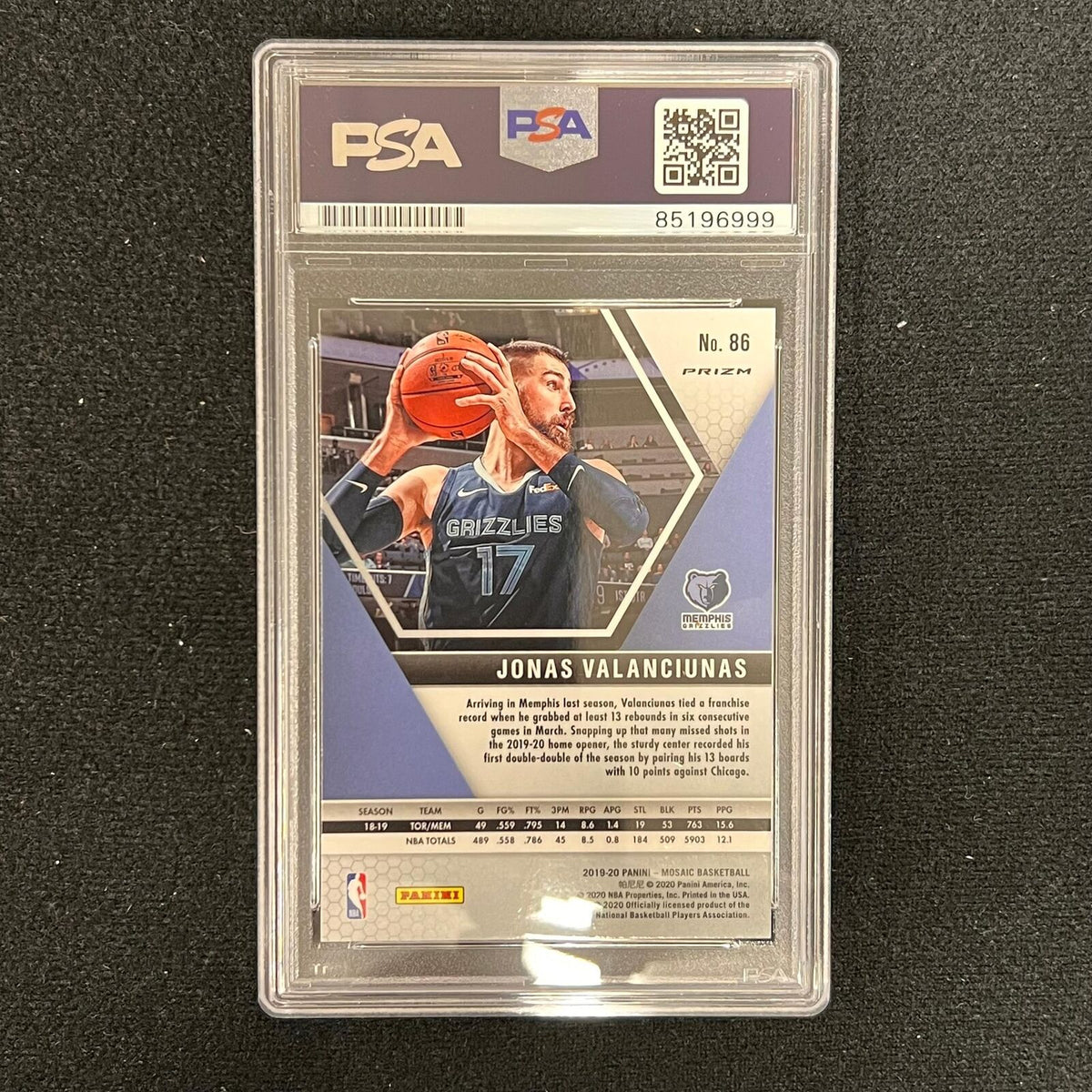 2019-20 Panini Mosaic #86 Jonas Valanciunas Signed Card AUTO PSA Slabbed Grizzli