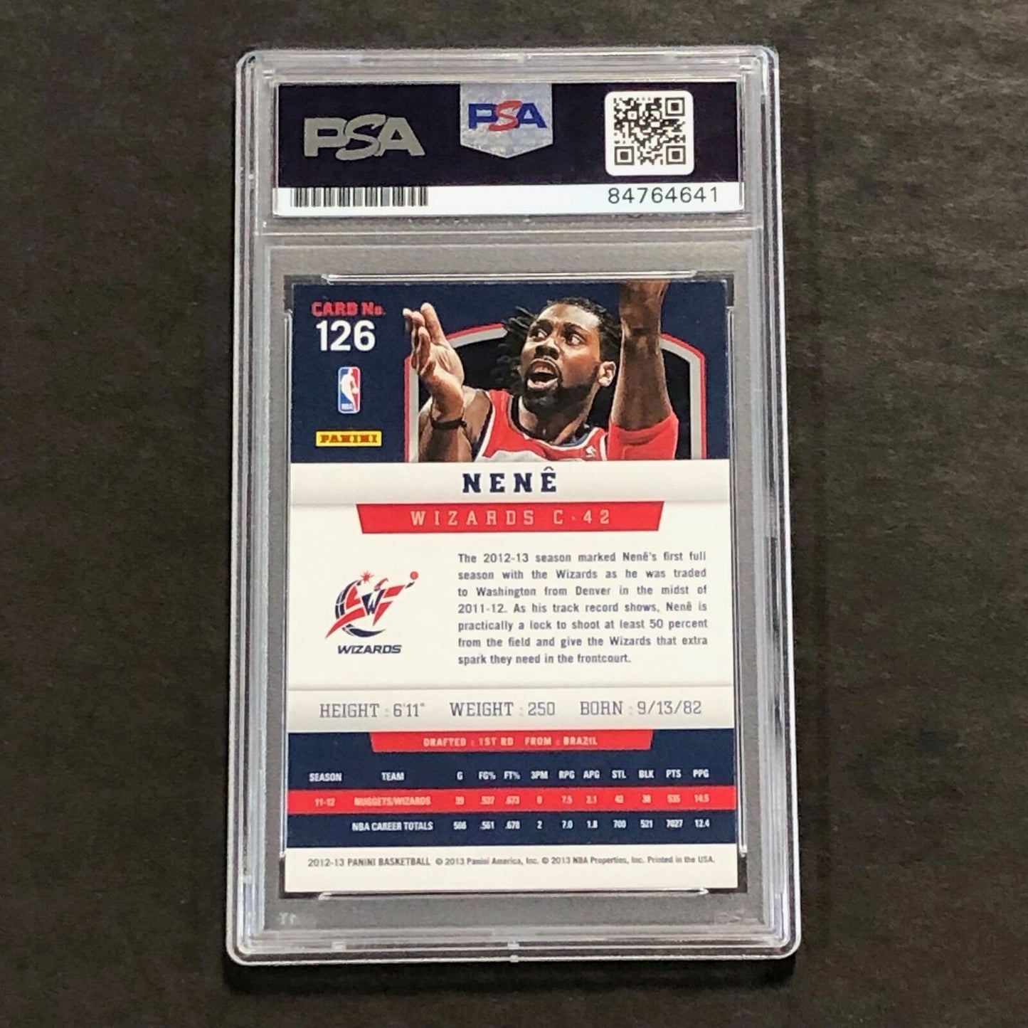 2012-13 Panini Basketball #126 Nene Signed AUTO PSA Slabbed Wizards