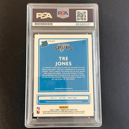 2020-21 Panini Donruss Optic #188 Tre Jones Signed Card AUTO PSA/DNA Slabbed RC