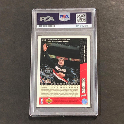 1996-97 Upper Deck #129 ARVYDAS SABONIS Signed Card AUTO PSA Slabbed Trail Blaze