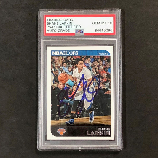 2014-15 NBA Hoops #129 Shane Larkin Signed Card AUTO 10 PSA Slabbed Knicks