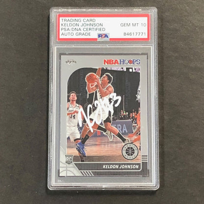 2019-20 NBA Hoops #224 Keldon Johnson Signed Card Auto 10 PSA Slabbed RC Spurs