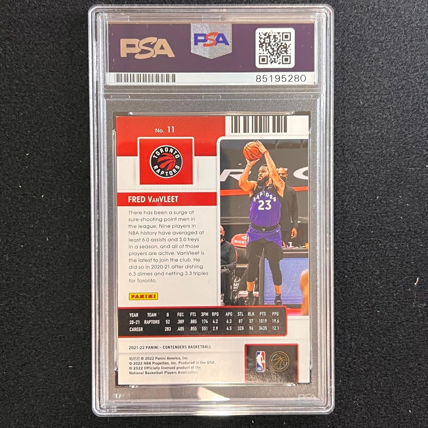 2020-21 Panini Contenders #11 Fred VanVleet Signed Card AUTO PSA Slabbed Raptors
