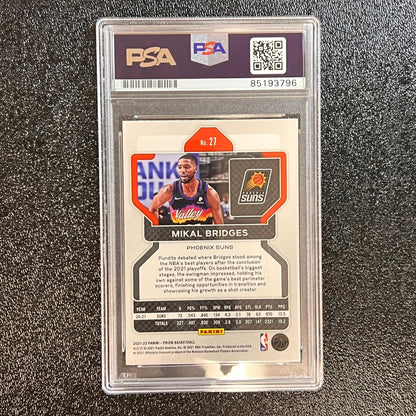 2021-22 Panini Prizm #27 Mikal Bridges Signed Card AUTO 10 PSA Slabbed Suns