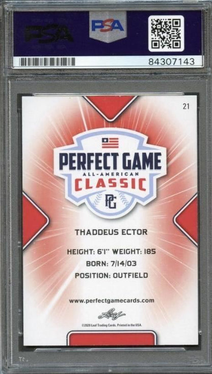 2020 Leaf Perfect Game Thaddeus Ector Signed Card AUTO PSA Slabbed