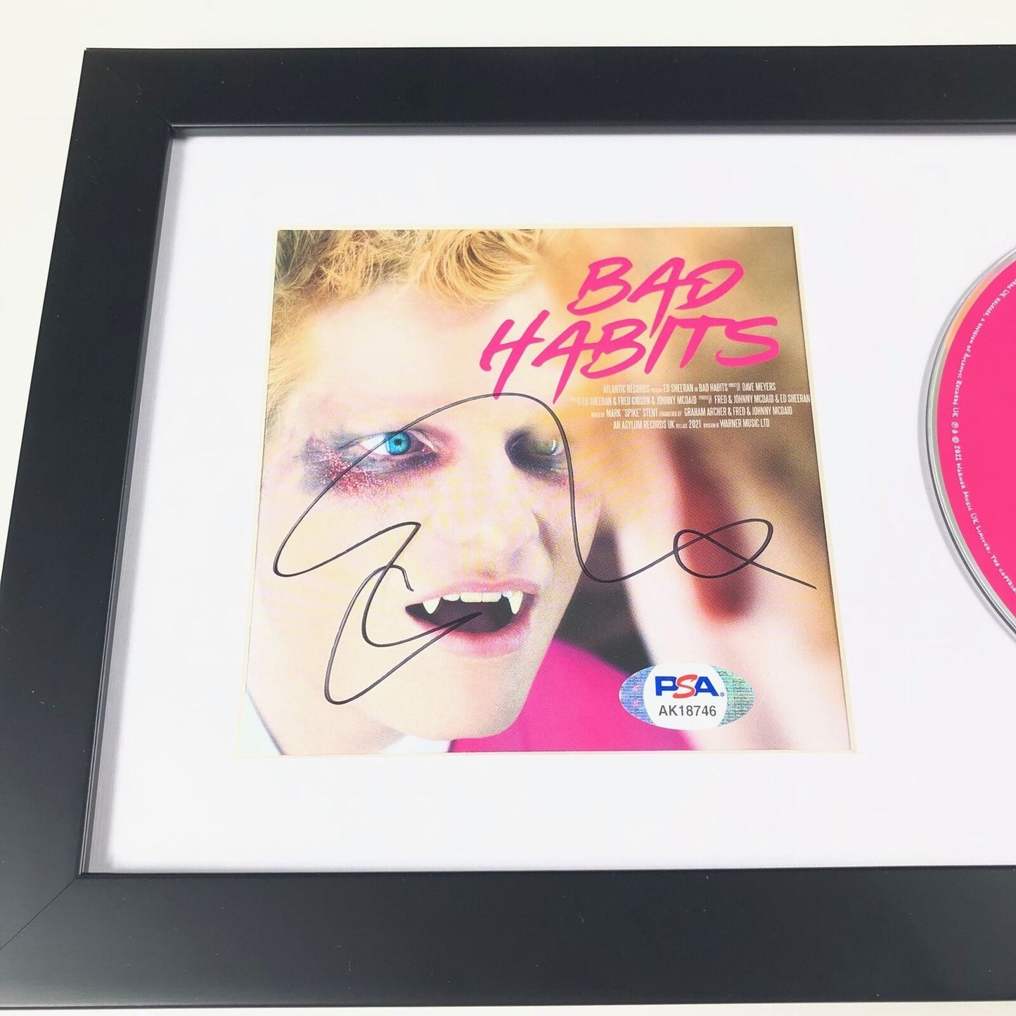 Ed Sheeran Signed CD Cover Framed PSA/DNA Bad Habits Autographed