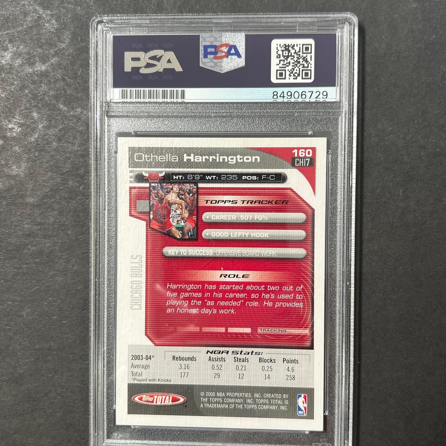 2004-05 Topps Total #160 Othella Harrington Signed Card AUTO PSA Slabbed Bulls