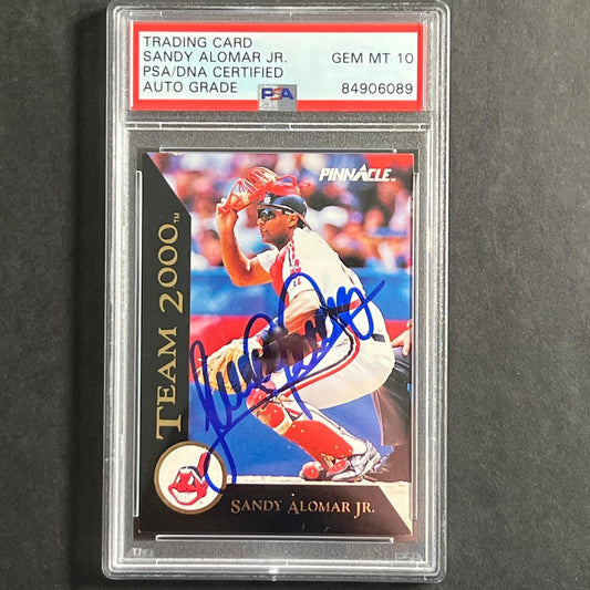 2000 Pinnacle Baseball #17 Sandy Alomar Jr. Signed Card PSA Slabbed Auto 10 Clev