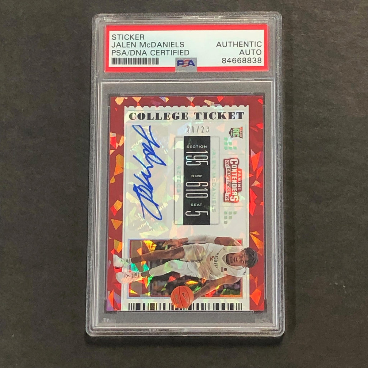 2019-20 Panini Contenders #84 Jalen McDaniels Signed Card AUTO PSA Slabbed San D