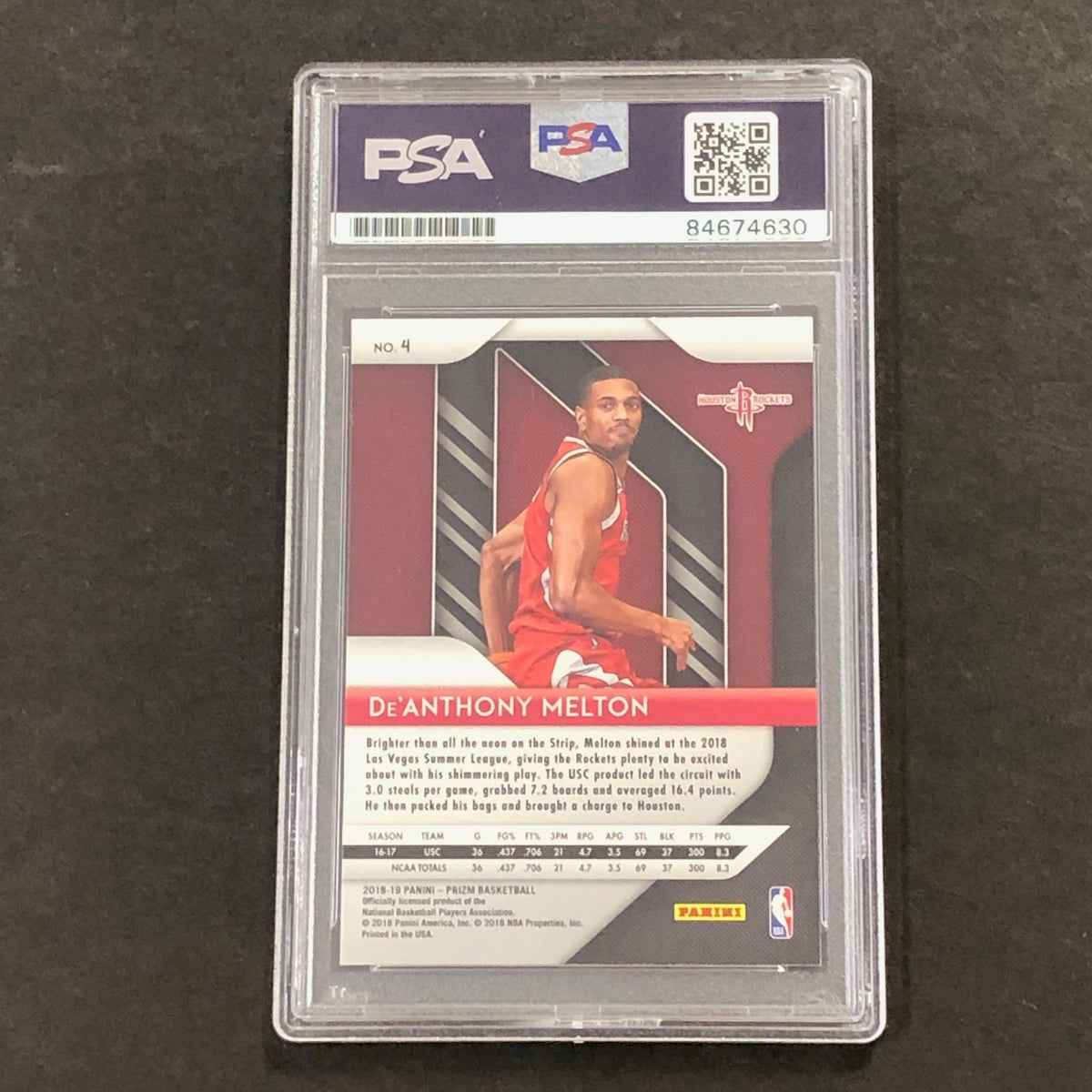 2018-19 Panini Prizm #4 De'Anthony Melton Signed Card AUTO GRADE 10 PSA Slabbed