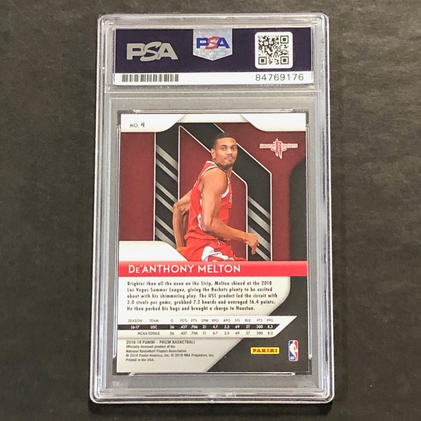 2018-19 Panini Prizm #4 De'Anthony Melton Signed Card AUTO GRADE 10 PSA Slabbed