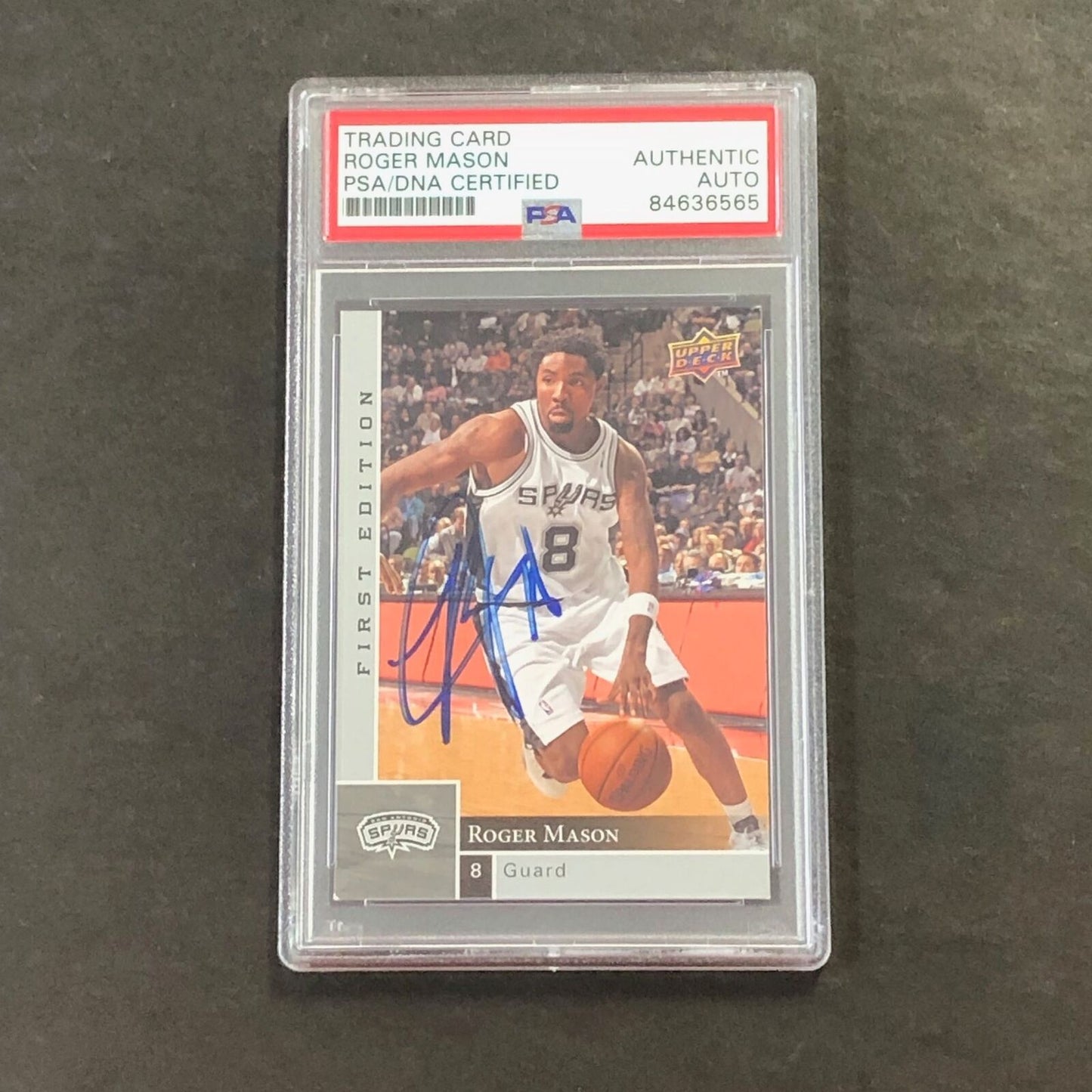 2009-10 Upper Deck Basketball #156 Roger Mason Signed Card Auto PSA Slabbed Spur