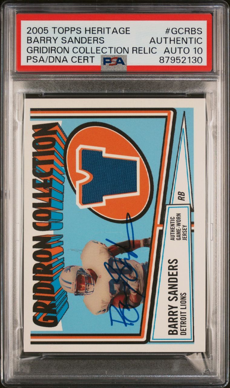 2005 Topps Heritage Gridiron Collection Relic #GCRBS Barry Sanders Signed PSA Au