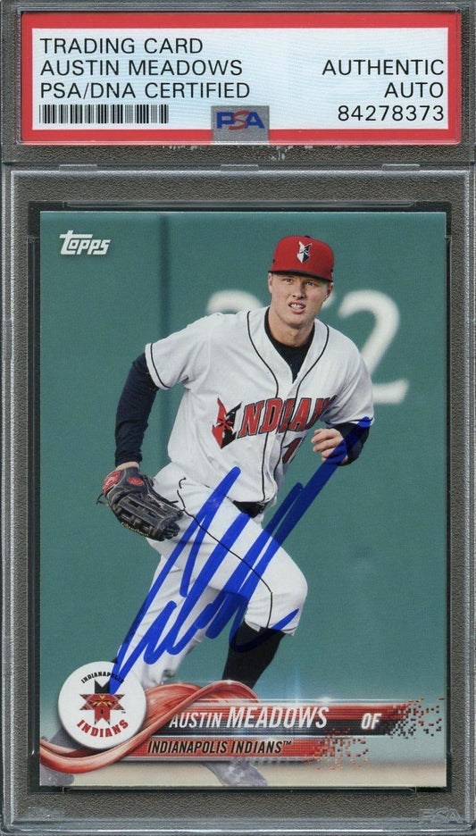 2018 Topps #24 Austin Meadows Signed Card PSA Slabbed Auto Indianapolis Indians