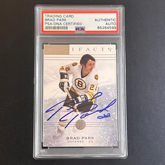 2014-15 Upper Deck NHL Artifacts #36 Brad Park Signed Card AUTO PSA Slabbed Brui