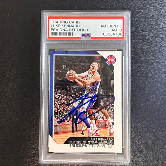 2018-19 NBA Hoops #124 Luke Kennard Signed Card AUTO PSA Slabbed Pistons