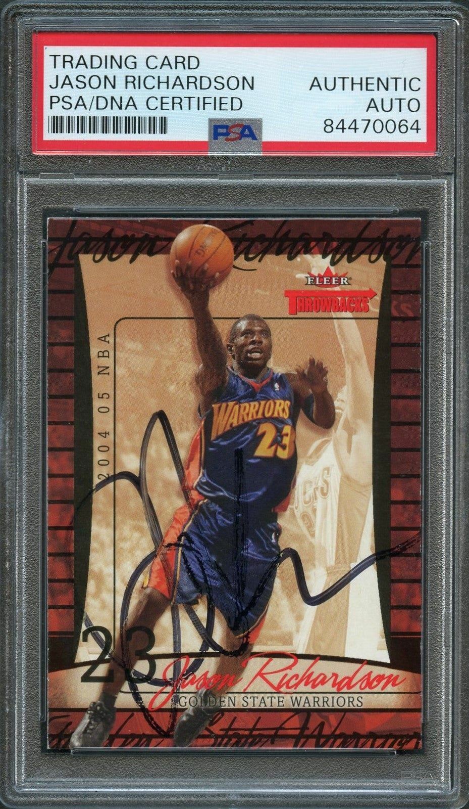 2004-05 Fleer Throwbacks #6 Jason Richardson Signed Card AUTO PSA Slabbed Warrio