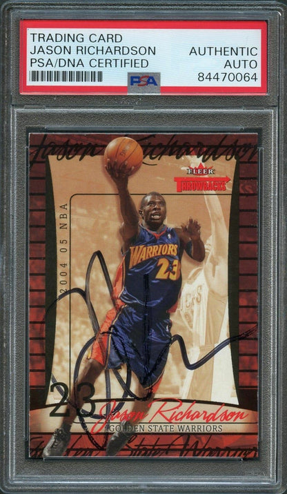 2004-05 Fleer Throwbacks #6 Jason Richardson Signed Card AUTO PSA Slabbed Warrio