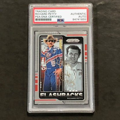 2021 Panini Prizm Racing Flashbacks #77 Richard Petty Signed Card AUTO PSA Slabb