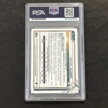 2021 Bowman Draft Chrome #BDC-198 Denzel Clarke Signed Card PSA Slabbed Auto A's