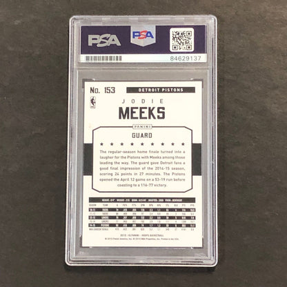 2015-16 NBA Hoops #153 Jodie Meeks Signed Card AUTO 10 PSA Slabbed Pistons