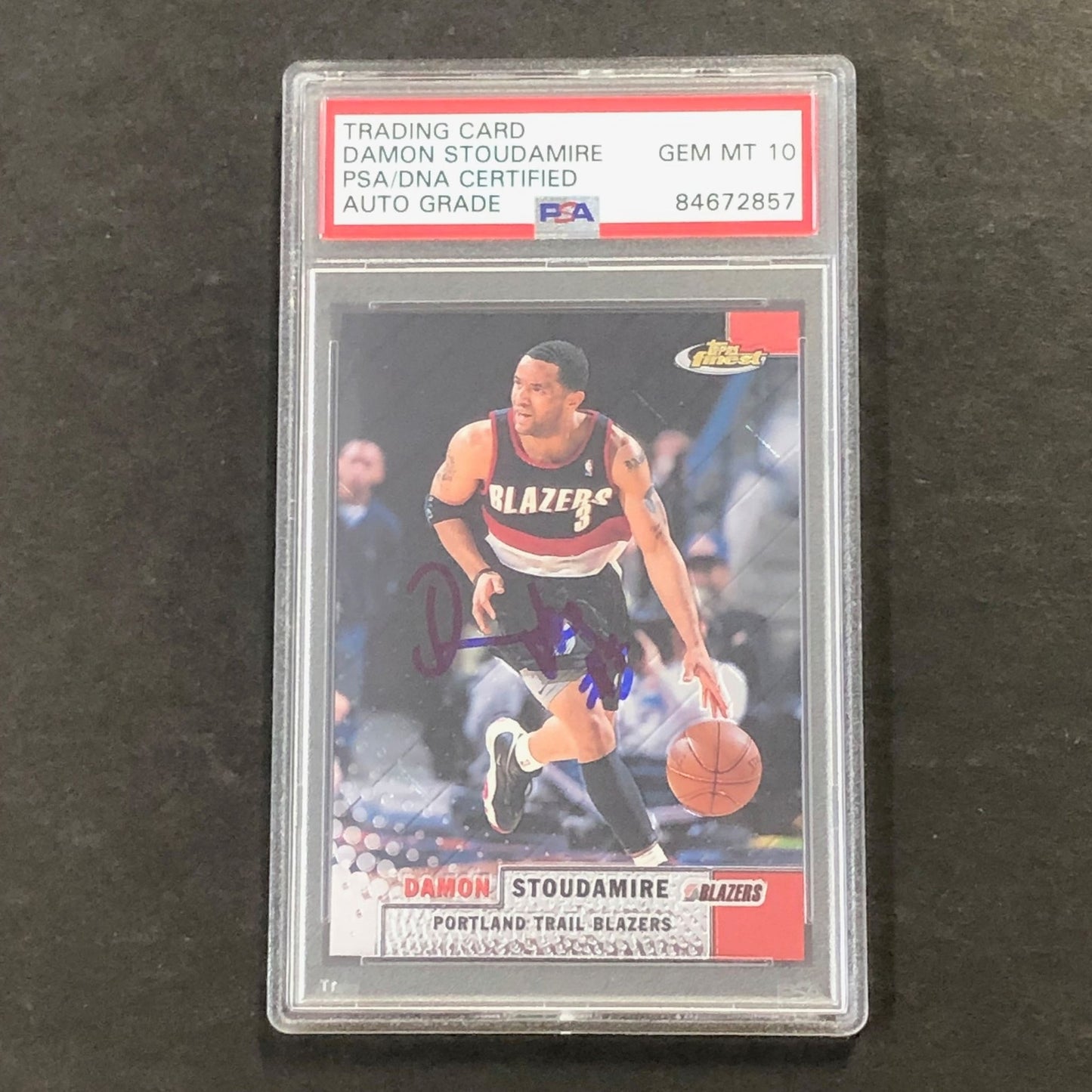 1999-00 Topps Finest Basketball #69 DAMON STOUDAMIRE Signed Card AUTO GRADE 10 P