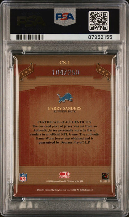 2006 Donruss Classics Classic Singles Jersey #CS-1 Barry Sanders Signed Card PSA