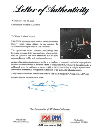Nipsey Hussle Victory Lap Vinyl PSA/DNA Album autographed