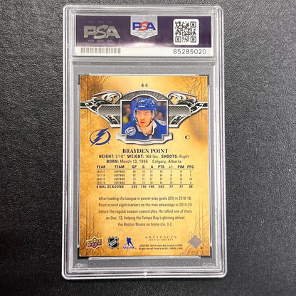 2020-21 Artifacts #44 Brayden Point Signed Card 55/99 AUTO PSA/DNA slabbed Light