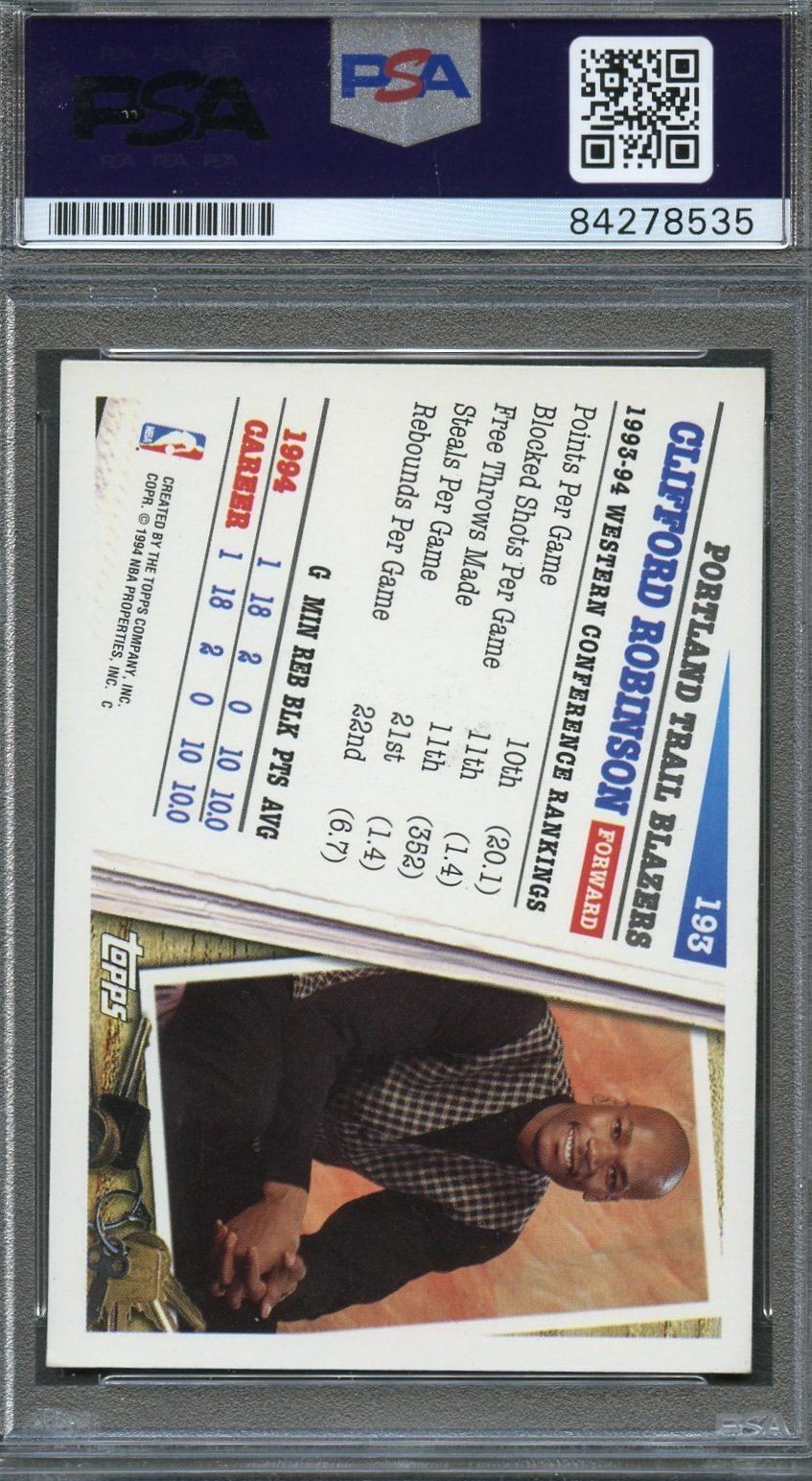 1994 Topps #193 Clifford Robinson Signed Card AUTO PSA Slabbed All Star