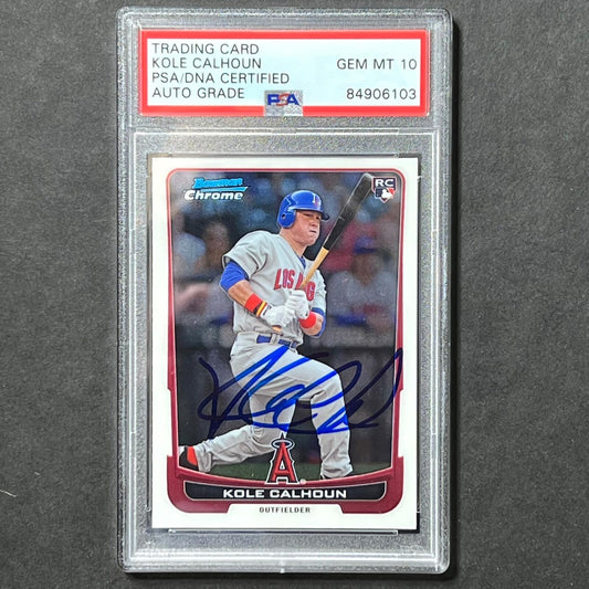 2012 Bowman Chrome #47 Kole Calhoun Signed Card Auto Grade 10 PSA Slabbed Angels