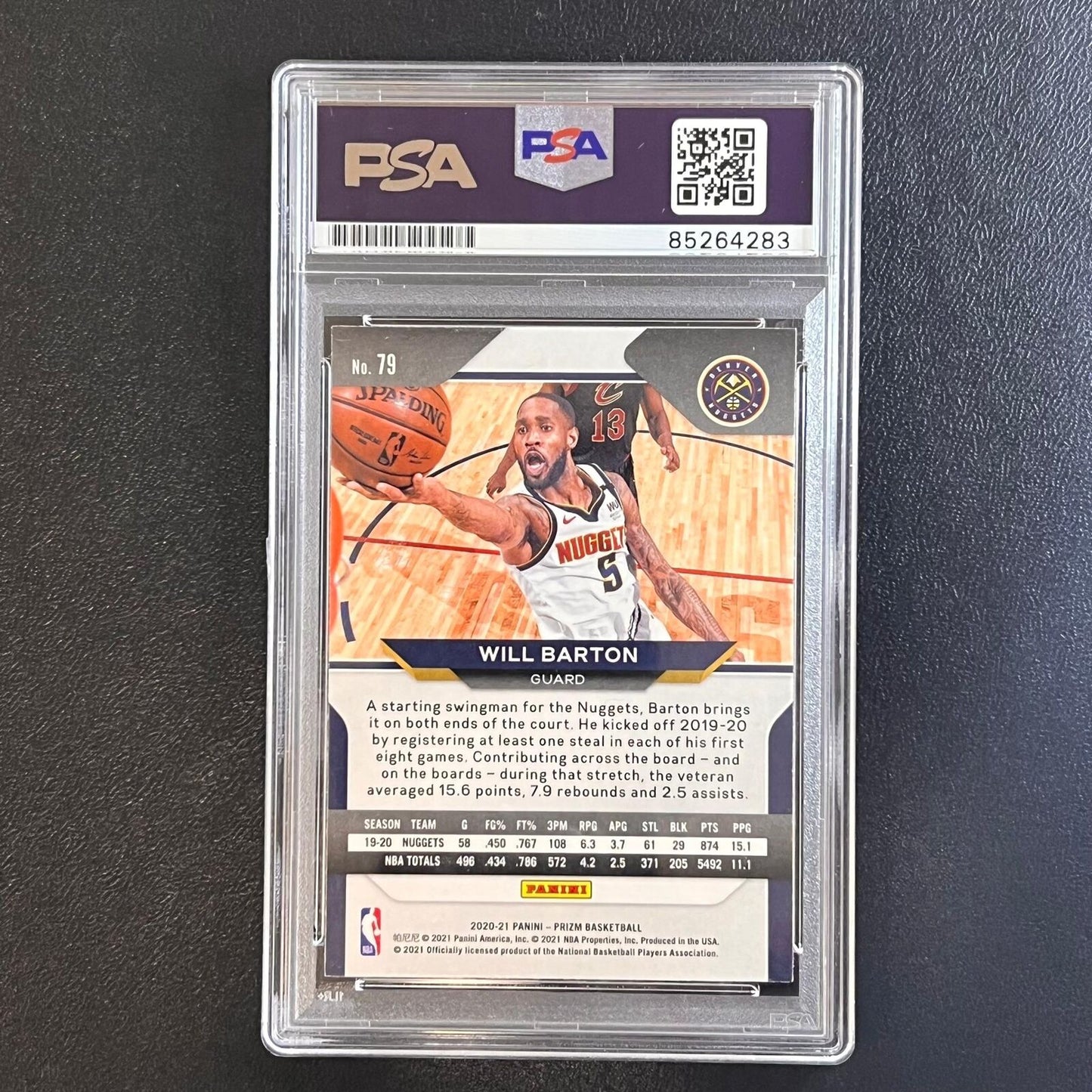 2020-21 Panini Prizm #79 Will Barton Signed Card AUTO PSA Slabbed Nuggets