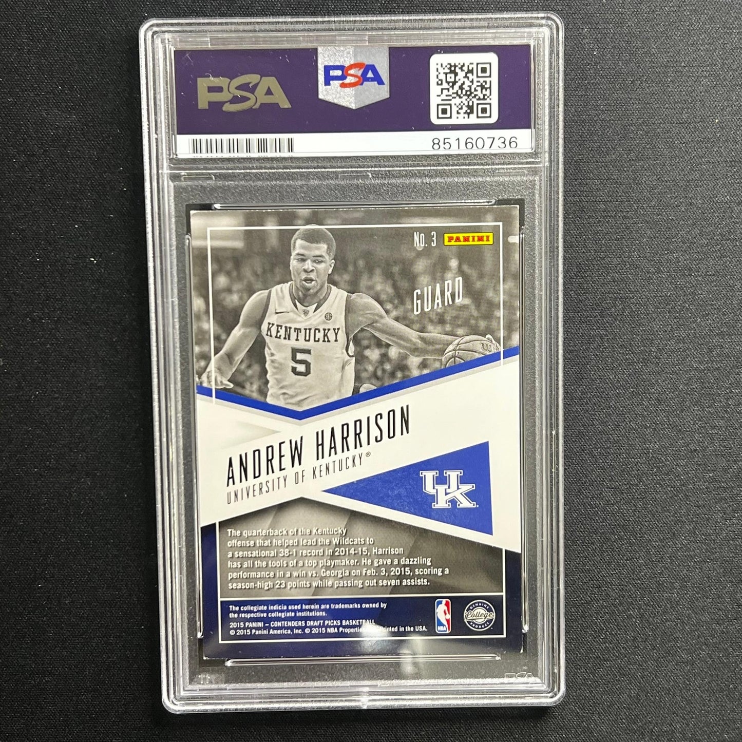 2015-16 Contenders Draft Picks #3 Andrew Harrison Signed Card AUTO 10 PSA Slabbe