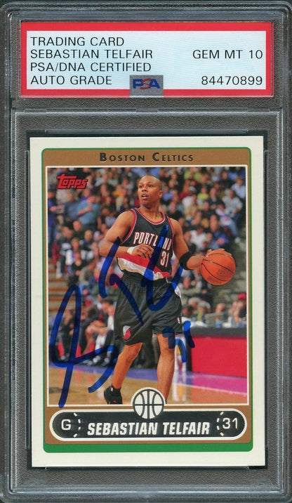 2006-07 Topps #14 Sebastian Telfair Signed Card AUTO 10 PSA/DNA Slabbed Boston C