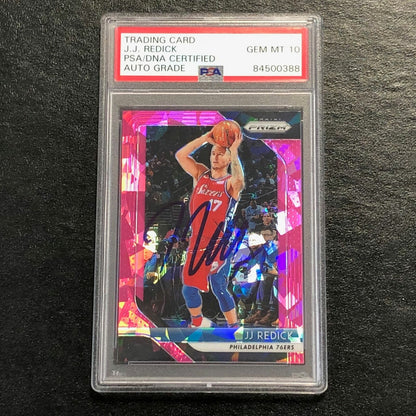 2018-19 Panini Prizm Pink Ice #239 J.J. Redick Signed Card AUTO 10 PSA Slabbed 7