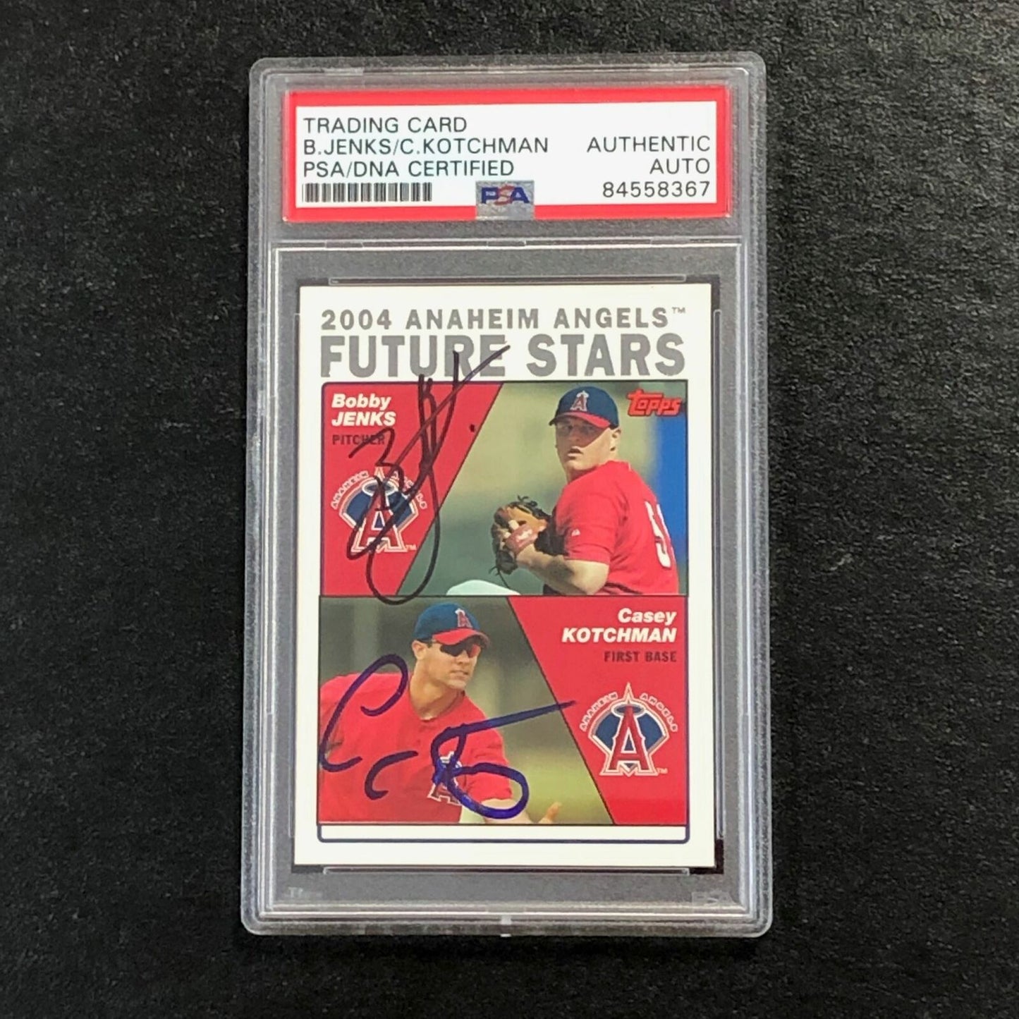 2004 Topps #331 BOBBY JENKS & CASEY KOTCHMAN Dual Signed Card PSA Slabbed Auto A