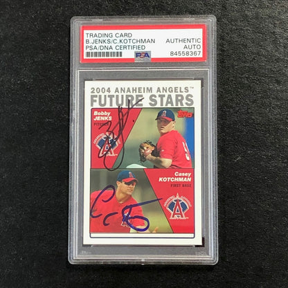 2004 Topps #331 BOBBY JENKS & CASEY KOTCHMAN Dual Signed Card PSA Slabbed Auto A