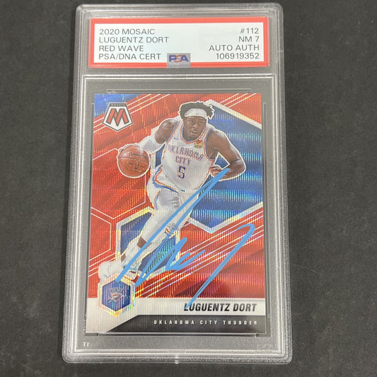 2020 Panini Mosaic Red Wave #112 Luguentz Dort signed card PSA 7 Auto A