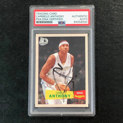 2007-08 Topps 50th Anniversary #15 Carmelo Anthony Signed Card AUTO PSA Slabbed