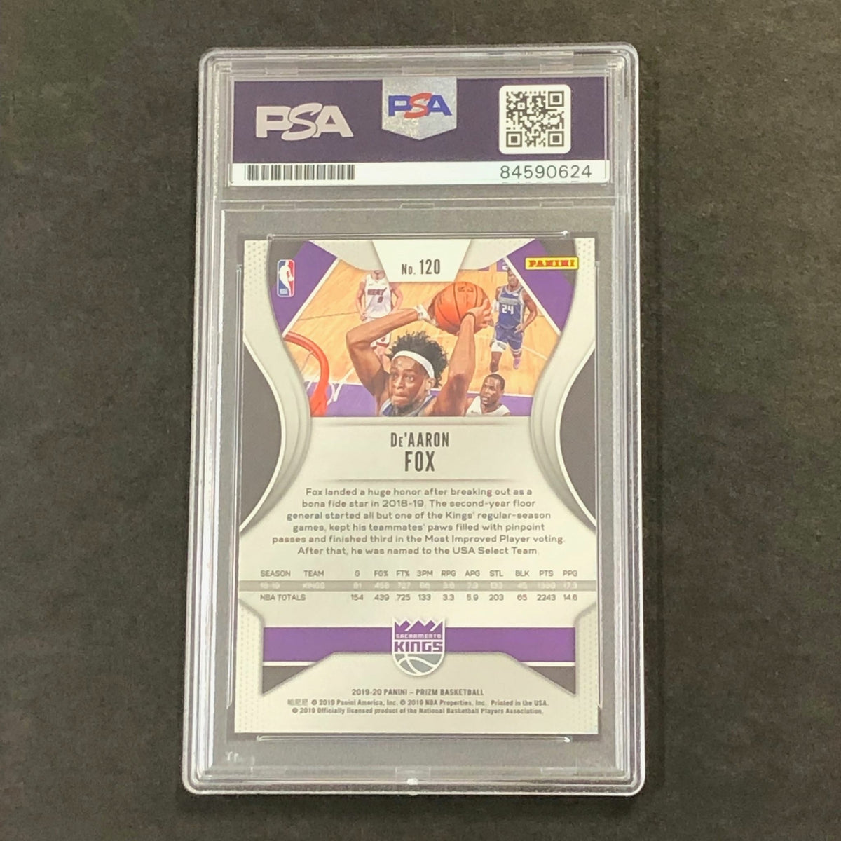2019-20 Panini Prizm #120 De'Aaron Fox Signed Auto PSA Slabbed Kings