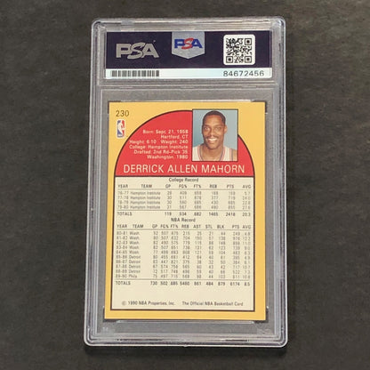 1990-91 NBA Hoops #230 Rick Mahorn Signed Card AUTO PSA Slabbed 76ers