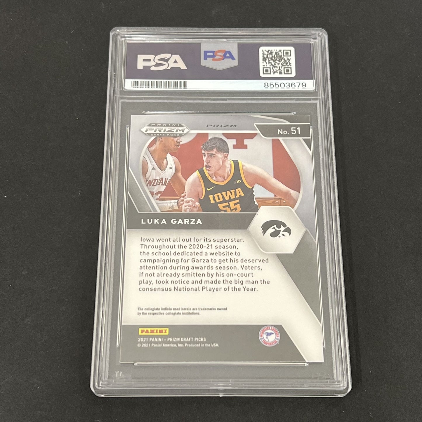 2021 Panini Prizm Draft Picks #51 Luka Garza signed card PSA