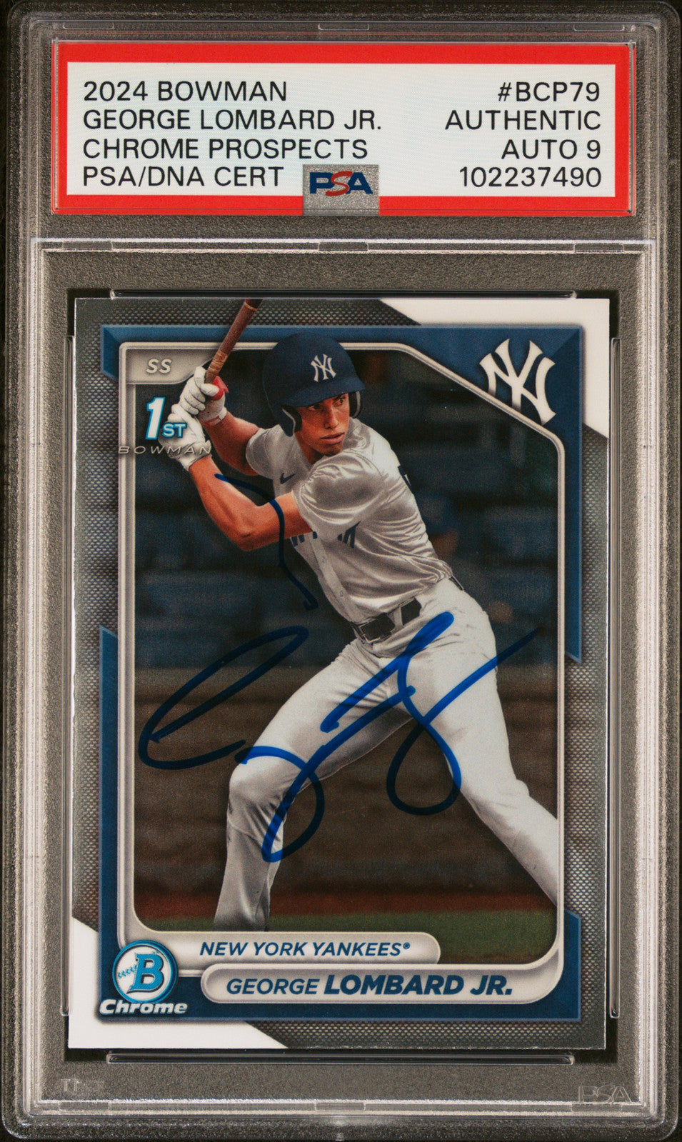 2024 Bowman Chrome Prospects #BCP79 George Lombard JR. PSA A Auto 9