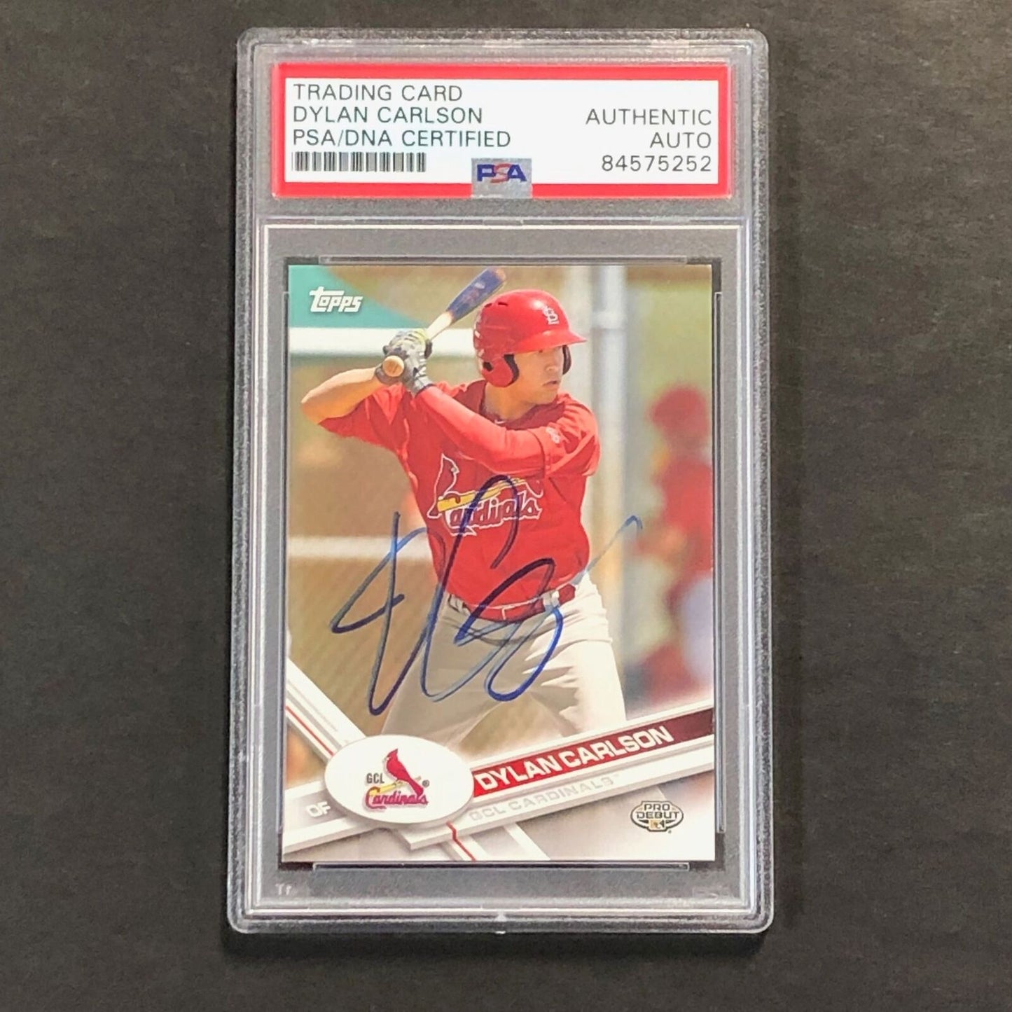 2017 Topps MiLB #16 Dylan Carlson Signed Card AUTO PSA Slabbed Cardinals