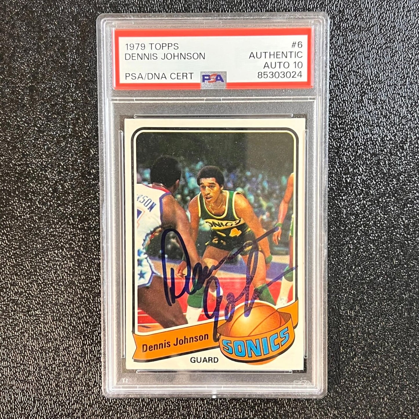 1979-80 Topps #6 Dennis Johnson Signed Card AUTO 10 PSA/DNA Slabbed Supersonics