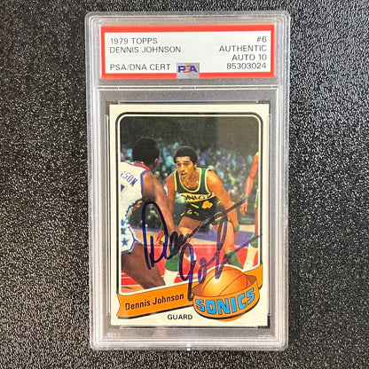 1979-80 Topps #6 Dennis Johnson Signed Card AUTO 10 PSA/DNA Slabbed Supersonics