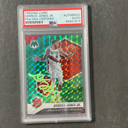 2020-21 Panini Mosaic #31 Derrick Jones Jr. Signed Card AUTO PSA Blazers