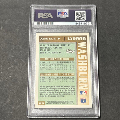 1996 Topps Draft Pick #23 Jarrod Washburn Bob Boone Signed Card Auto PSA Slabbed